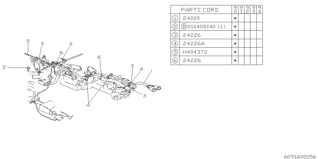 1990 Subaru Loyale Engine Wiring Harness Diagram for 24020AA921