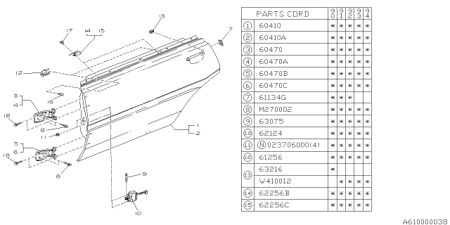 1991 Subaru Loyale STABILIZER Assembly Rear In LH Diagram for 60175GA143