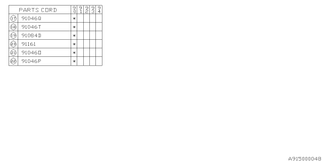 1990 Subaru Loyale Packing Diagram for 91015GA260