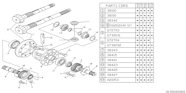 1992 Subaru Loyale Differential - Transmission Diagram 3