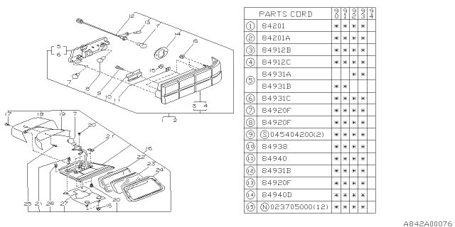 1990 Subaru Loyale Lamp - Rear Diagram 5