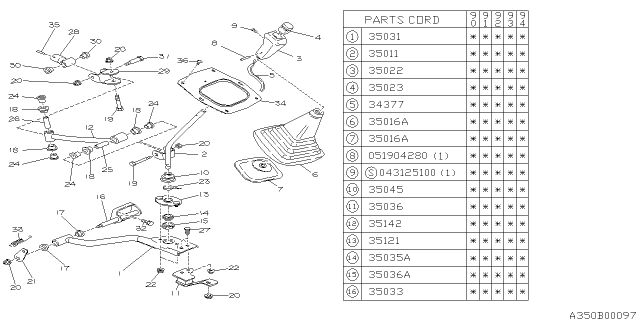 1992 Subaru Loyale Knob Diagram for 33170GA171