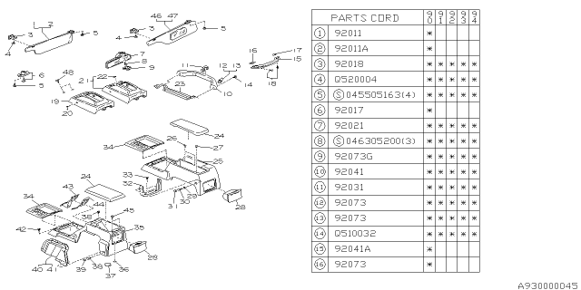 1992 Subaru Loyale Console Box Diagram 1