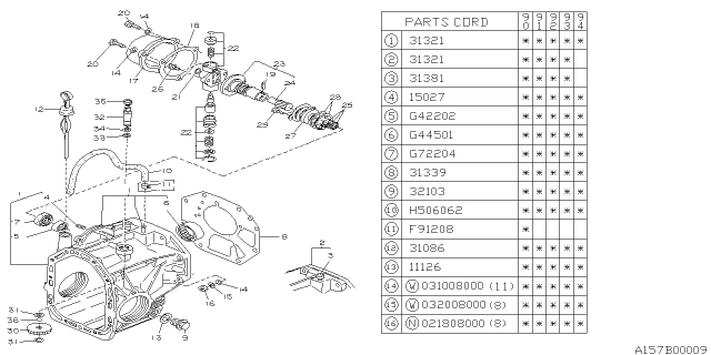 1990 Subaru Loyale Gasket Trans Case Front Diagram for 31339AA060