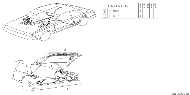 1992 Subaru Loyale Wiring Harness - Rear Diagram 1