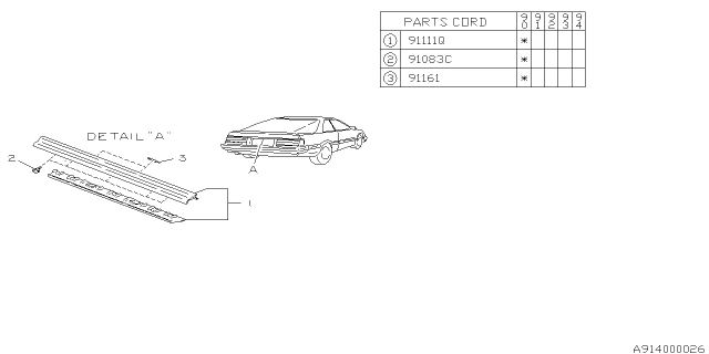 1990 Subaru Loyale Packing Diagram for 91015GA180