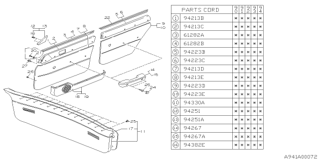 1990 Subaru Loyale Door Trim Diagram 3