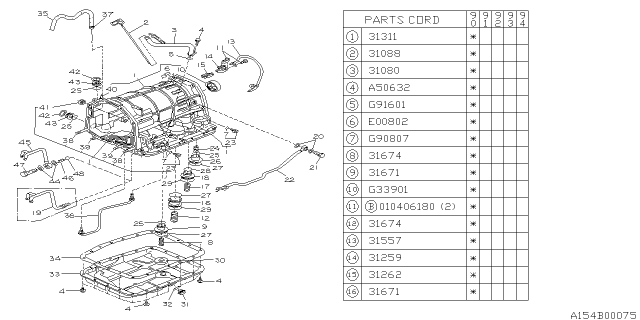 1990 Subaru Loyale Automatic Transmission Case Diagram 3