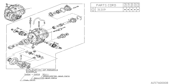 1994 Subaru Loyale Final Reduction Assembly Diagram for 31319AA160