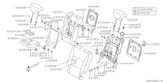 2006 Subaru Tribeca 2Nd Back Rest Armrest Cover Complete Diagram for 64350XA24AMW