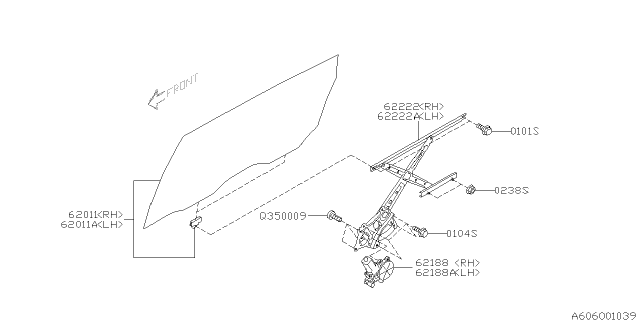 2010 Subaru Tribeca Door Parts - Glass & Regulator Diagram 2