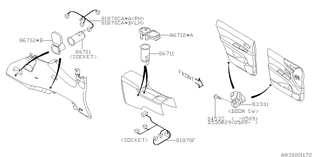 2014 Subaru Tribeca Switch - Instrument Panel Diagram 1