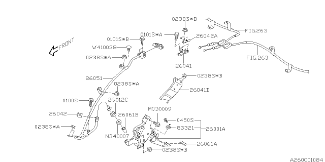 2006 Subaru Tribeca Cable Assembly Front LH Diagram for 26051XA02A