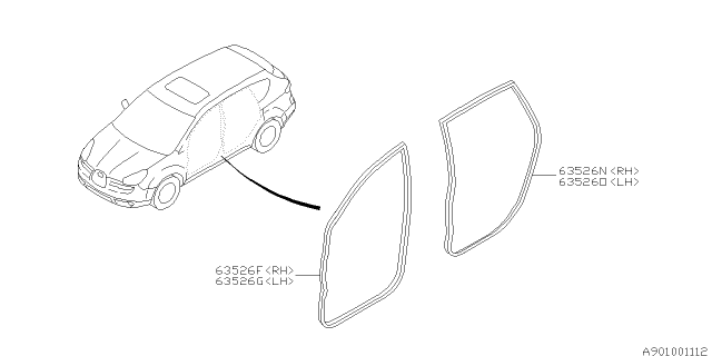 2012 Subaru Tribeca Weather Strip Diagram 2