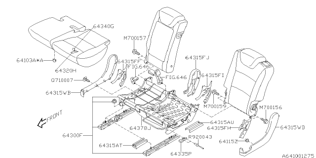 2006 Subaru Tribeca Second Seat Cushion Cover, Left Diagram for 64340XA07AMW
