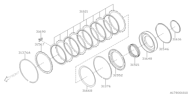 2010 Subaru Tribeca Clutch Set Diagram for 31021AA070