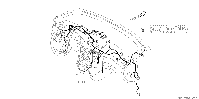 2009 Subaru Tribeca Wiring Harness - Instrument Panel Diagram