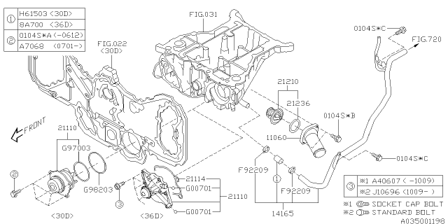 2009 Subaru Tribeca Pipe Assembly Water Return Diagram for 14165AA060