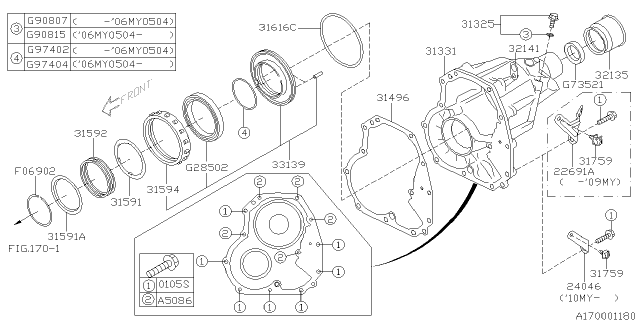 2008 Subaru Tribeca Automatic Transmission Transfer & Extension Diagram 2