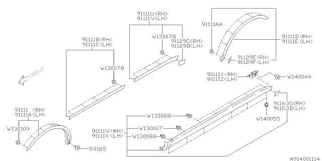 2012 Subaru Tribeca Outer Garnish Diagram 1