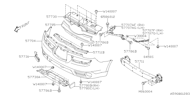 2007 Subaru Tribeca Front Bumper Diagram 1