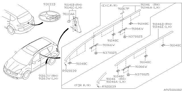 2014 Subaru Tribeca Molding Diagram