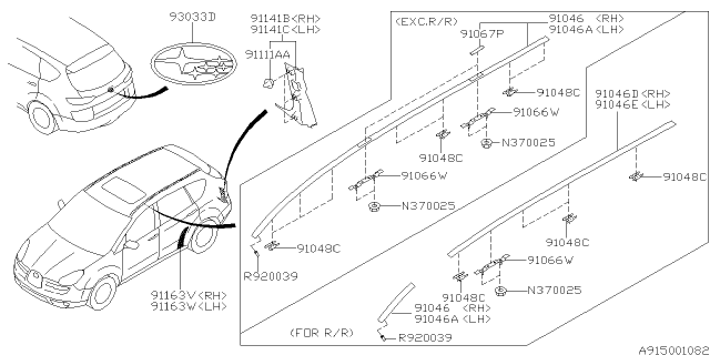 2011 Subaru Tribeca Molding Diagram