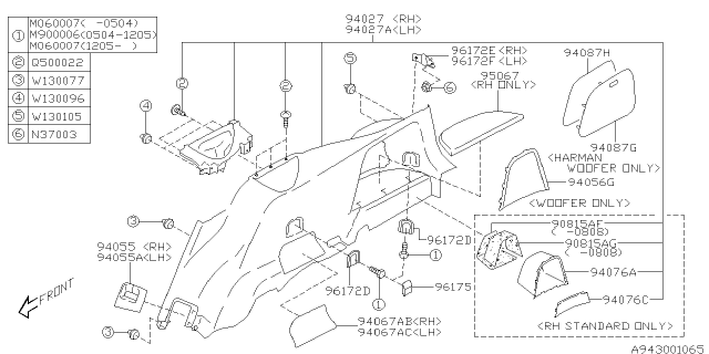 2008 Subaru Tribeca Trunk Room Trim Diagram