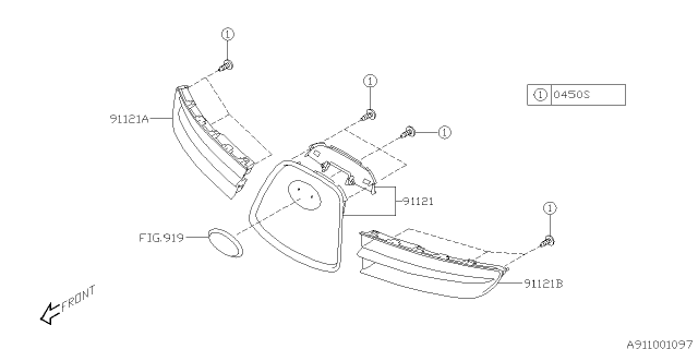 2007 Subaru Tribeca Front Grille Assembly Left Diagram for 91121XA22A