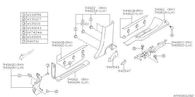 2010 Subaru Tribeca Inner Trim Diagram 1