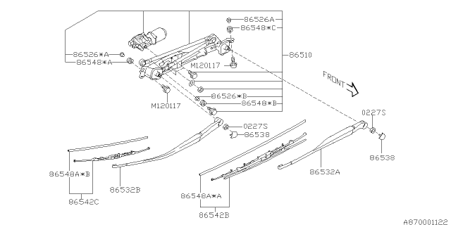2011 Subaru Tribeca Export Only Rubber Assembly Win Diagram for 86548XA06A