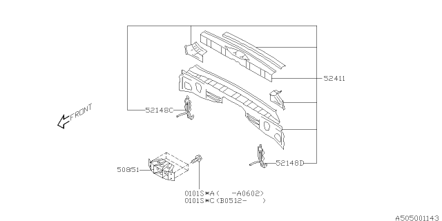 2014 Subaru Tribeca Guard Block Rear Complete Diagram for 50852XA00B9P