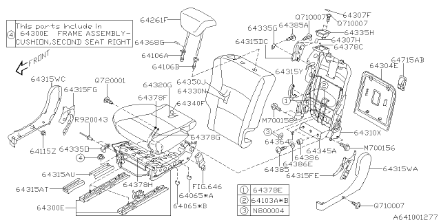 2007 Subaru Tribeca Seat Pad Assembly Cushion Rear RH Diagram for 64320XA00B