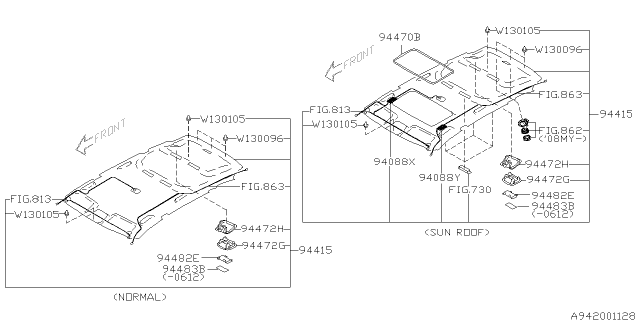 2012 Subaru Tribeca Roof Trim Diagram