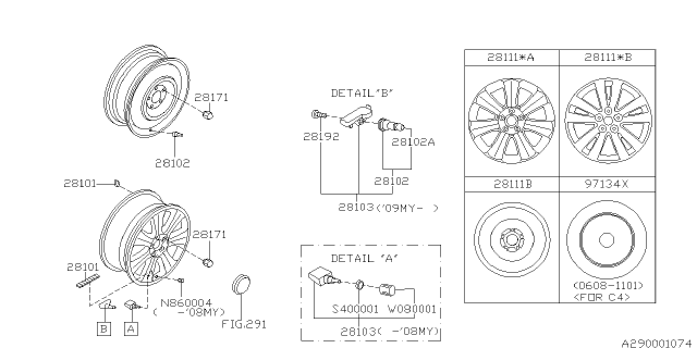 2014 Subaru Tribeca Spare Wheel Diagram for 28151XA01A