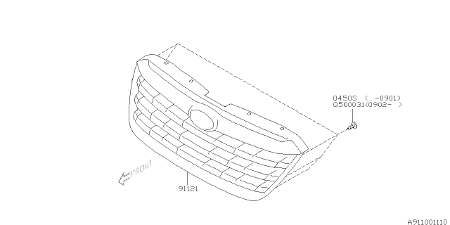 2007 Subaru Tribeca Front Grille Diagram 2