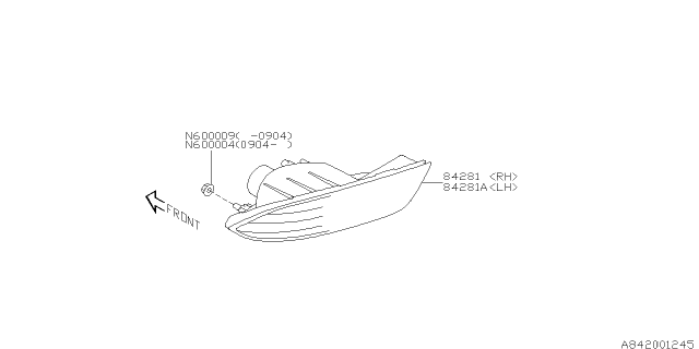 2009 Subaru Tribeca Reflex REFL Assembly RH Diagram for 84281XA04A