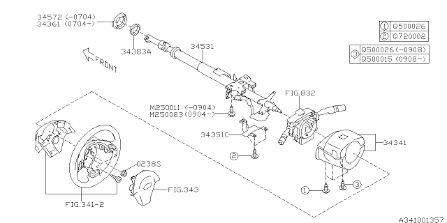 2013 Subaru Tribeca Steering Column Diagram 1