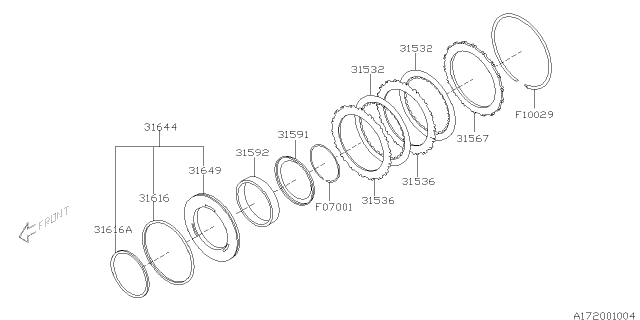 2009 Subaru Tribeca Seal LATHE Cut Ring A Diagram for 31616AA200