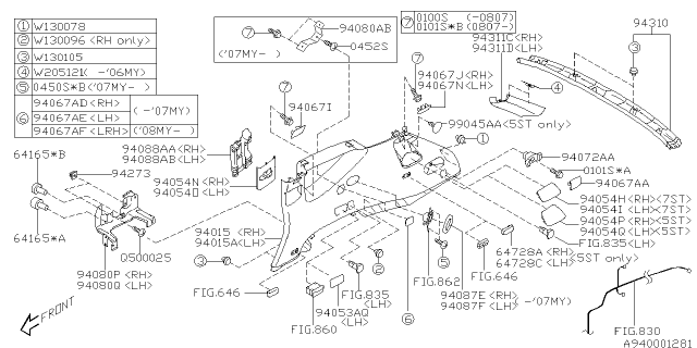 2013 Subaru Tribeca Inner Trim Diagram 4