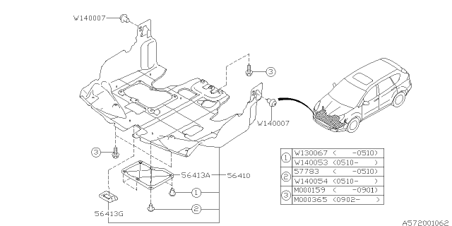 2009 Subaru Tribeca Under Cover & Exhaust Cover Diagram 2