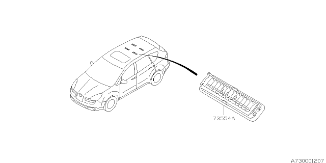 2009 Subaru Tribeca Grill Assembly Rear Cool Diagram for 73554XA00AEU