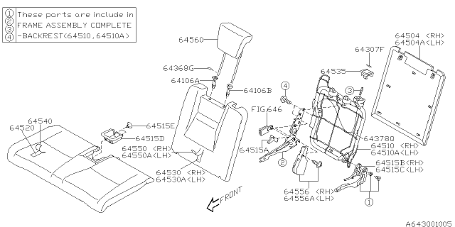 2006 Subaru Tribeca Third Back Rest Seat Cover Assembly, Right Diagram for 64550XA00AEU