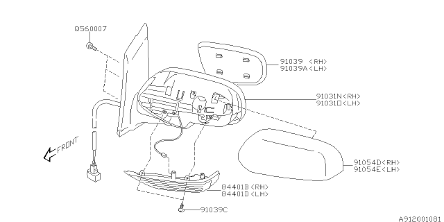 2007 Subaru Tribeca Rear View Mirror Diagram 1