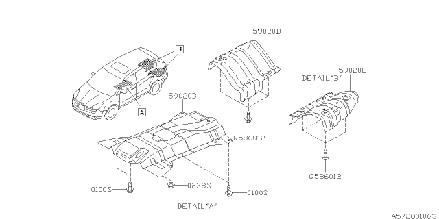 2008 Subaru Tribeca Under Cover & Exhaust Cover Diagram 1