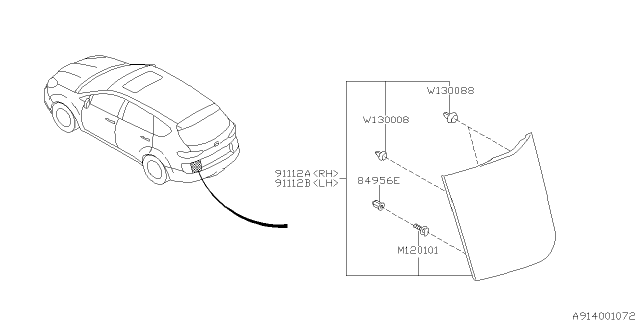 2007 Subaru Tribeca GARNISH Assembly Rear Gate LH Diagram for 91112XA09CNN