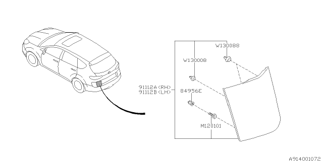 2006 Subaru Tribeca GARNISH Assembly Rear Gate LH Diagram for 91112XA09BNN