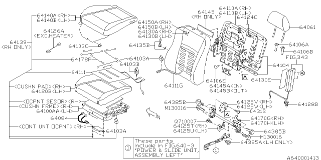 2010 Subaru Tribeca Power Unit RECLINING LH Diagram for 64102XA06A