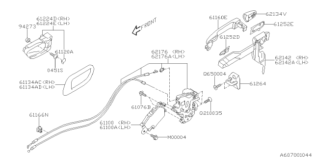 2012 Subaru Tribeca Door Parts - Latch & Handle Diagram 2