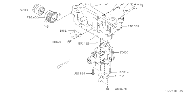 2010 Subaru Tribeca Oil Pump Assembly Engine Diagram for 15010AA330